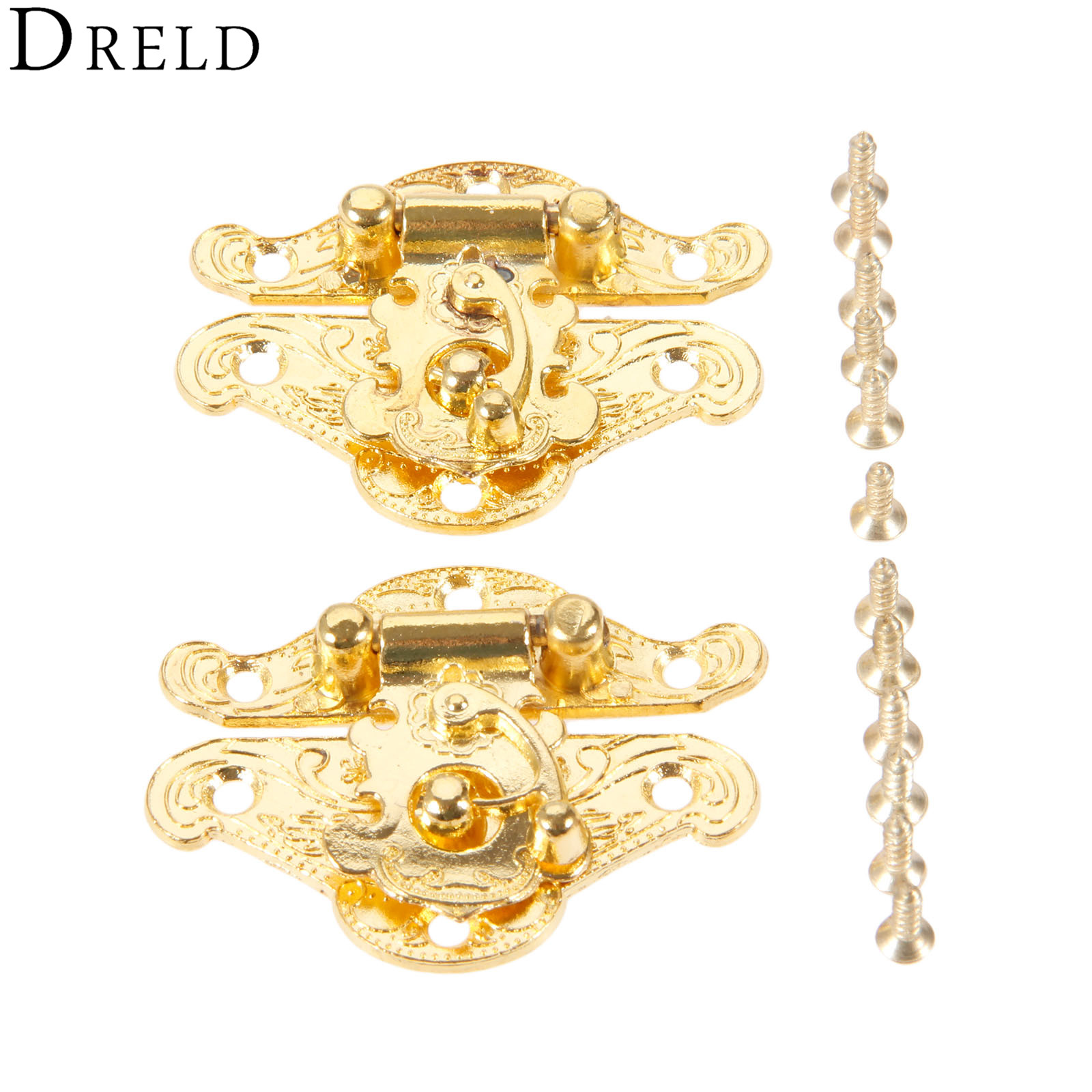 Furniture Hardware Manufacturer - DRELD 2Pcs Antique Gold Box Latch