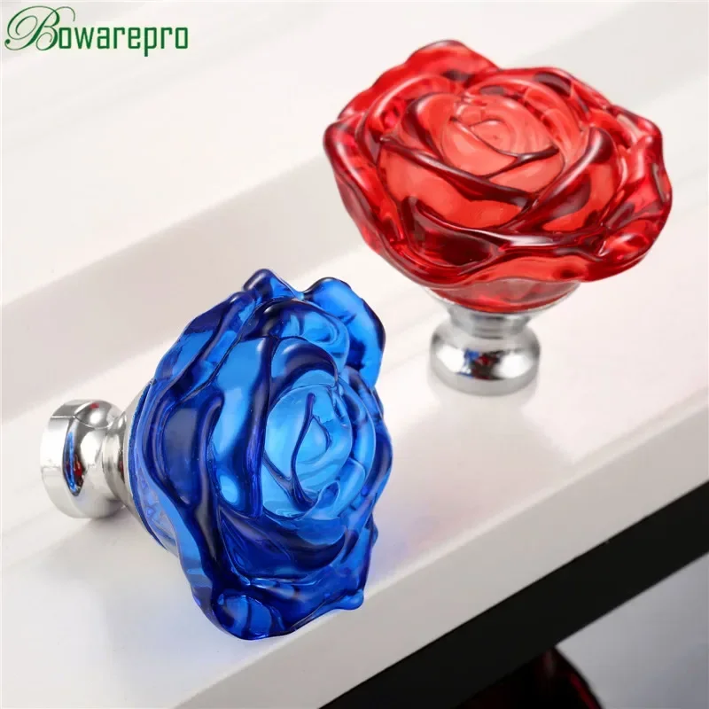Furniture Hardware Manufacturer - bowarepro 50MM Crystal Rose Glass Handle