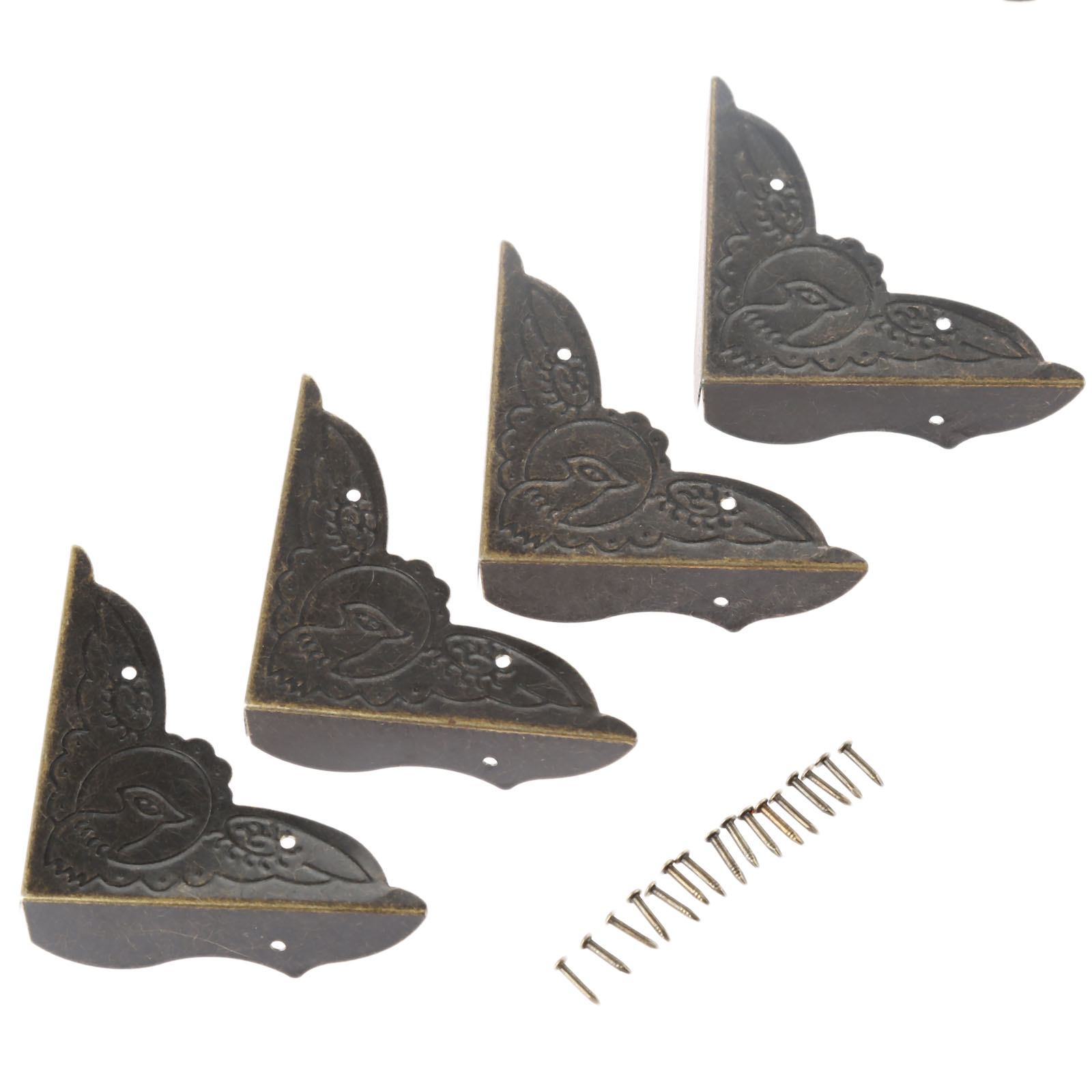Furniture Hardware Brass - 4Pcs Antique Brass Corner Bracket Jewelry