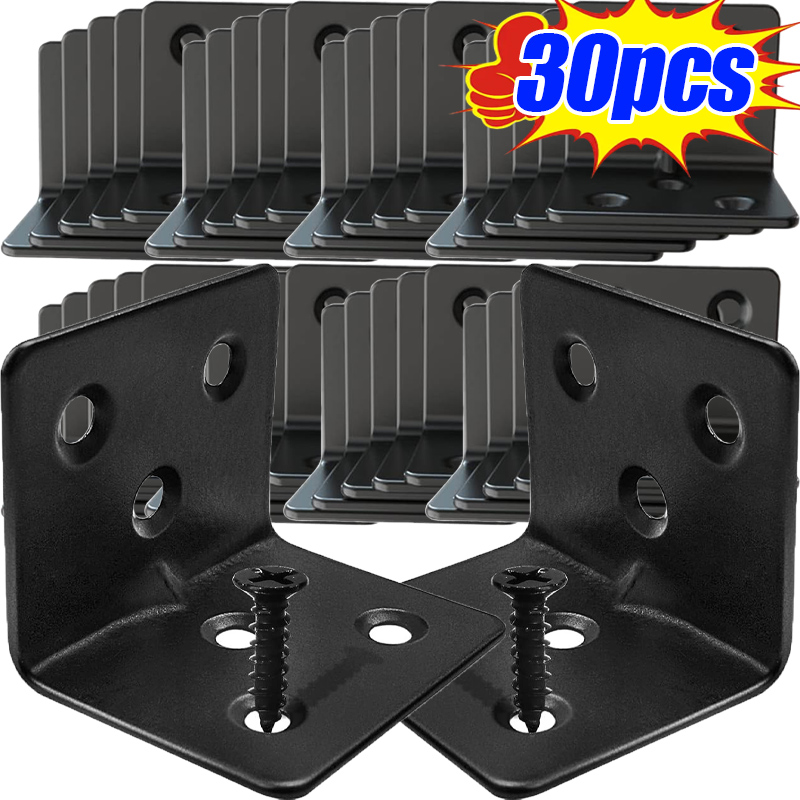 10/30pcs Black L-shaped Right  - Furniture Hardware Black recension och pris